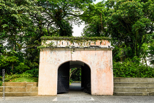 Photography Building view of the Fort Gate at Fort Canning Hill, Singapore.