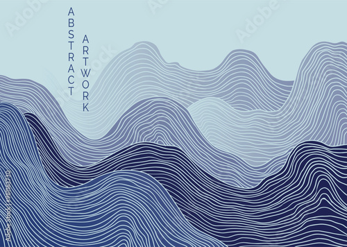 abstract japanese landscape on light background with gradient	