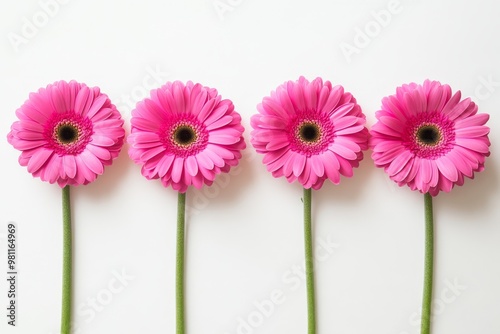 Vibrant pink gerbera daisies showcase stunning blooms against a peaceful background, ideal for floral designs. They add charm and cheerfulness to arrangements, perfect for gifting or enhancing spaces photo