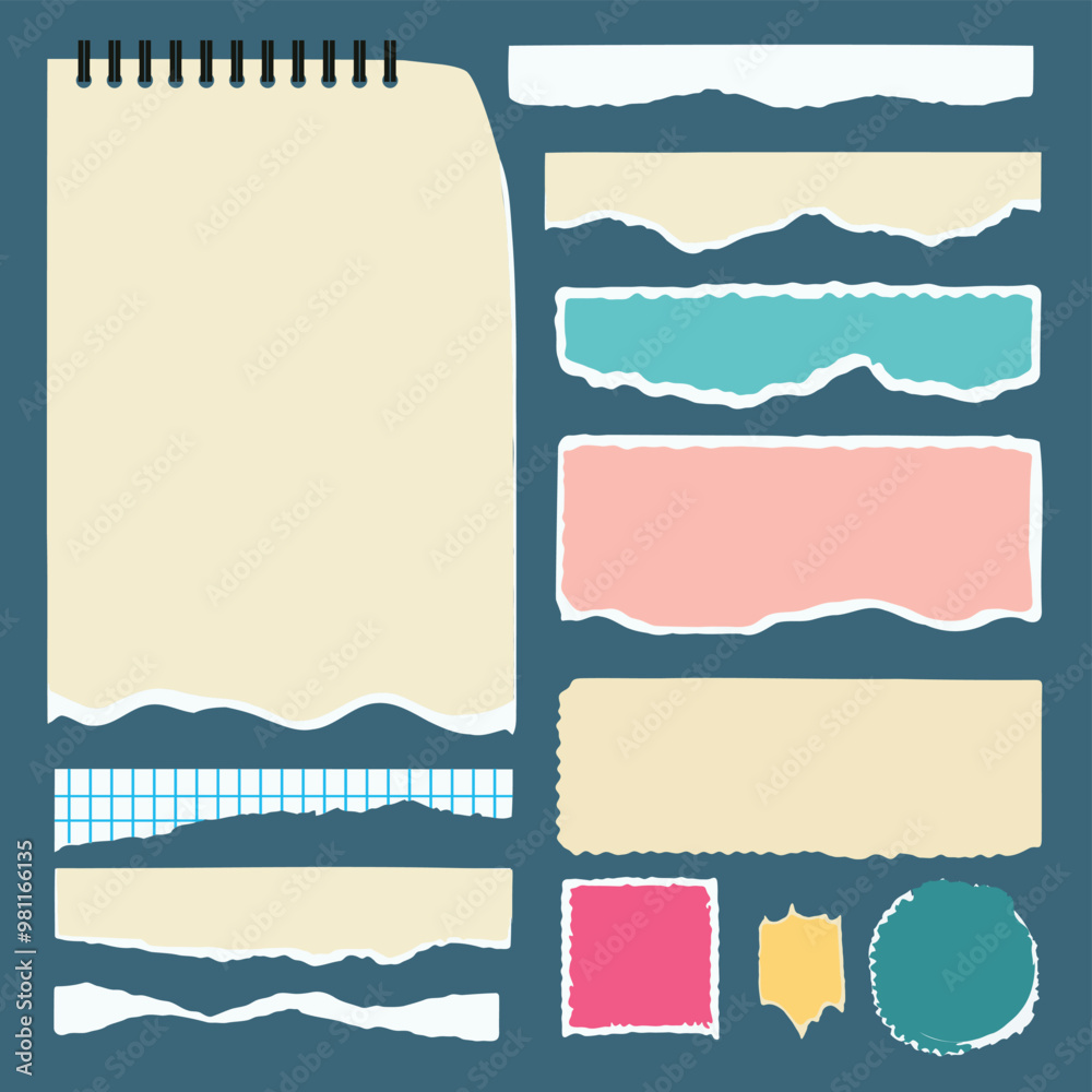 High details vector torn and note paper collection High details vector torn and note paper collection