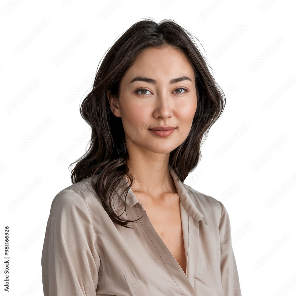 Portrait of a smiling mature Asian woman, isolated on transparent background Portrait of a smiling mature Asian woman, isolated on transparent background