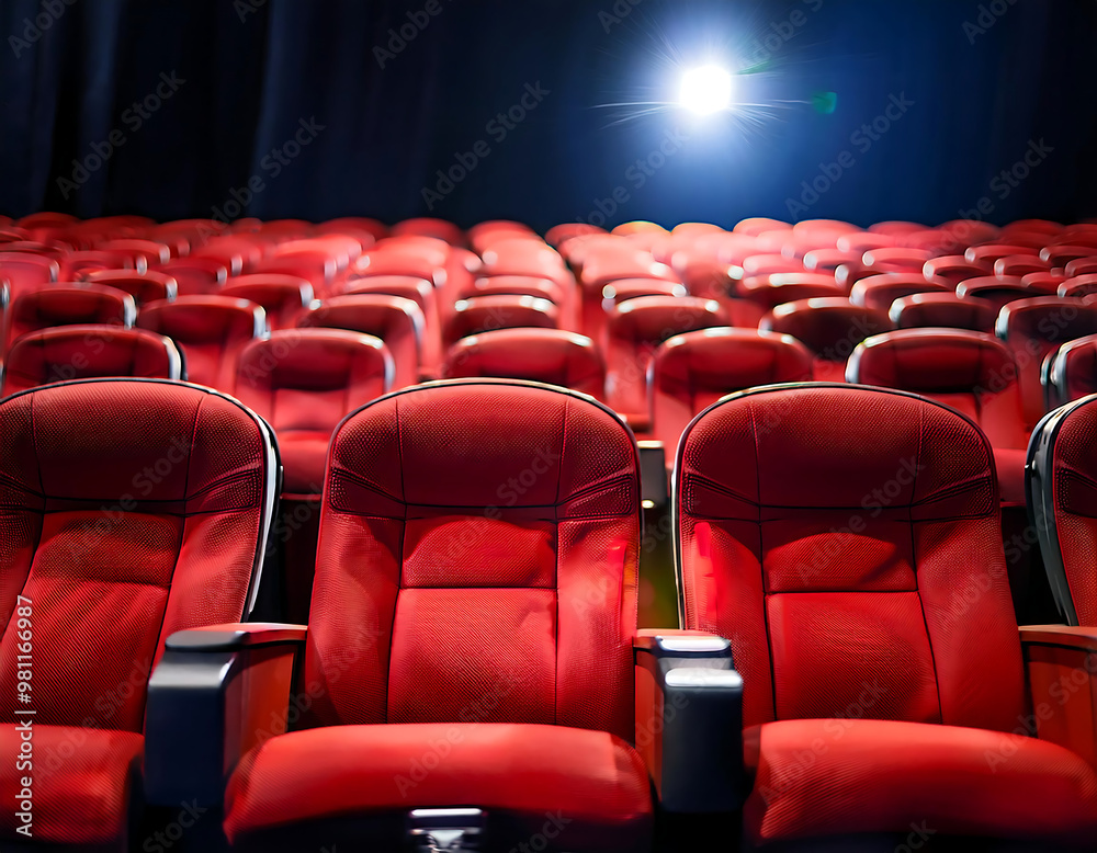 Red cinema chairs generative AI – Rows of red cinema chairs in a theater, symbolizing movie_1(327) Red cinema chairs generative AI – Rows of red cinema chairs in a theater, symbolizing movie_1(327)