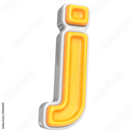 White With Yellow Font j 3D Render