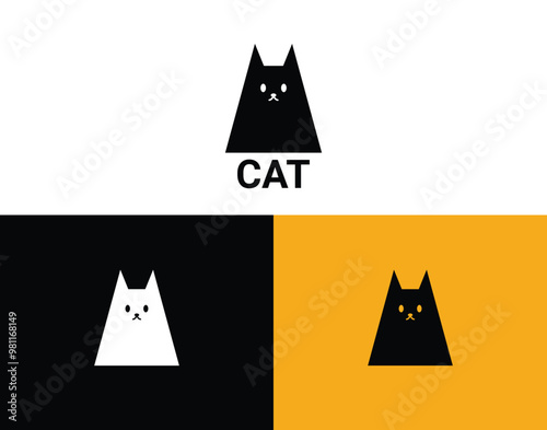 Cat logo design concept. Animal pet company brand logomark illustration. photo