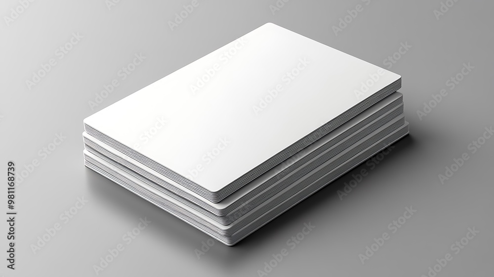Stack of five blank white paper or card mockup. Stack of five blank white paper or card mockup.