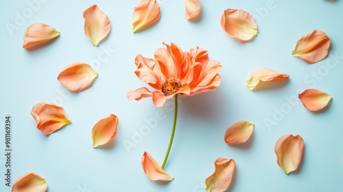 Delicate Peach Colored Flower Surrounded by Petals