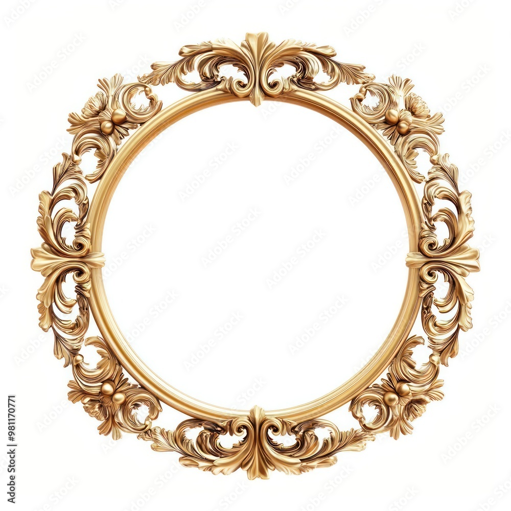Elegant ornate round golden frame Elegant ornate round golden frame