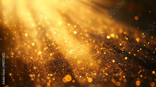 Abstract Golden Lights and Bokeh Background