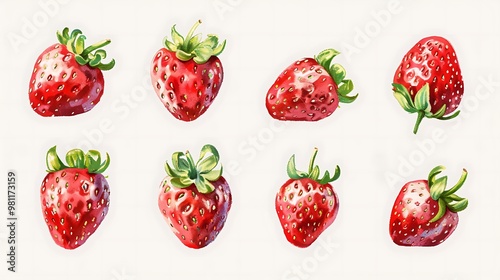 red strawberry isolated on white background