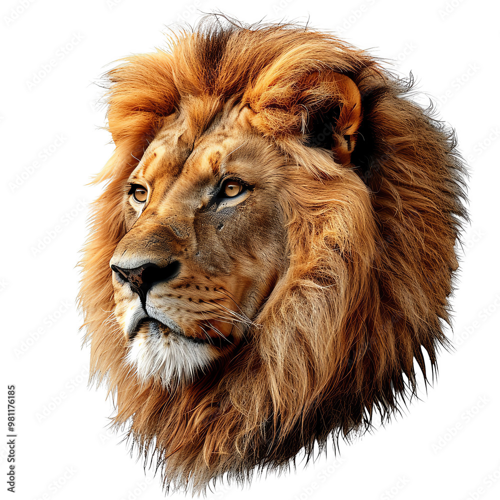 A majestic lion head displaying its powerful mane and striking gaze, symbolizing strength and wildlife beauty. A majestic lion head displaying its powerful mane and striking gaze, symbolizing strength and wildlife beauty.