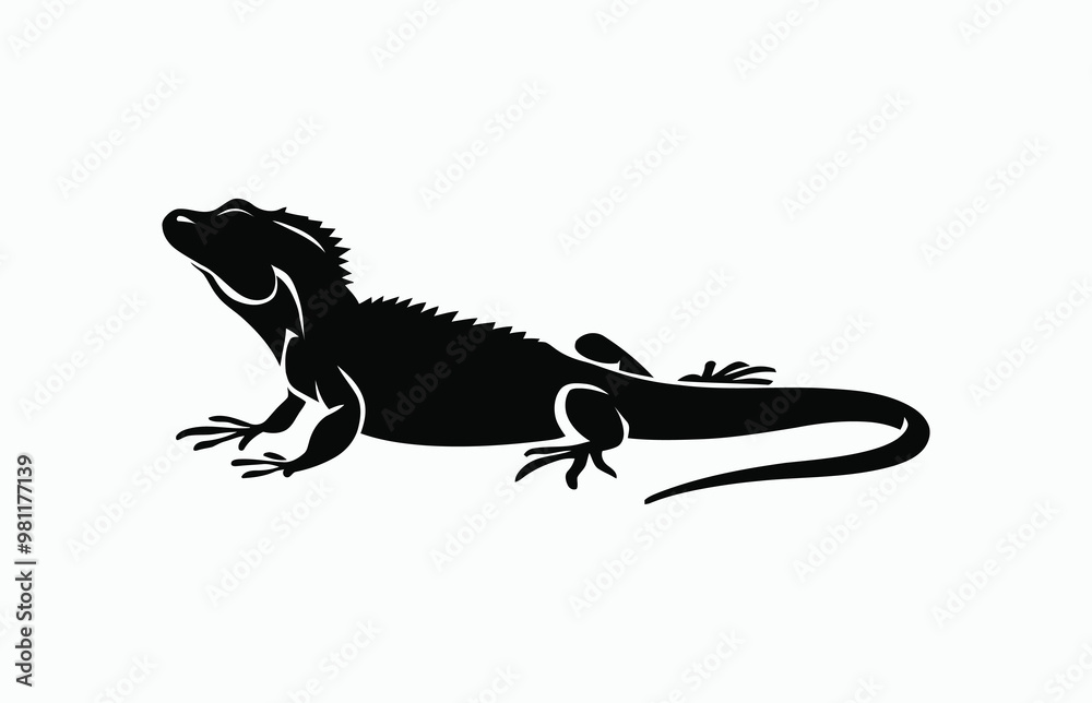 Obraz premium Lizard silhouette EPS vector animal art illustration template on a white background