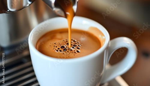 A close-up of a cup of coffee being made