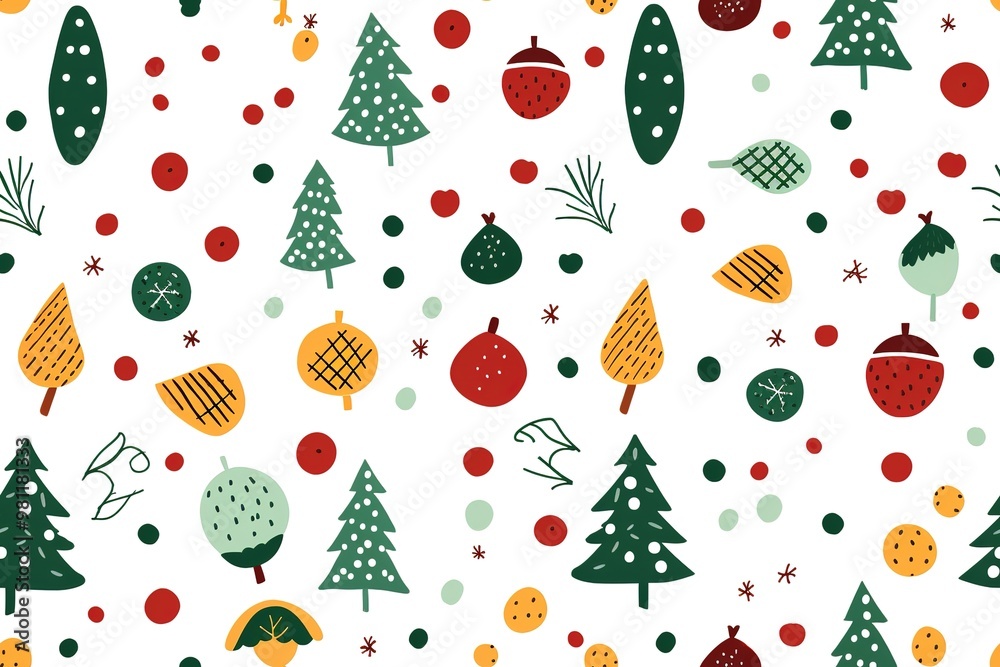 Christmas Seamless Pattern. Coniferous branches, cones, red artificial berries, thuja branches. Pattern for wrapping paper, greeting cards, invitations, fabric, prints. Christmas Seamless Pattern. Coniferous branches, cones, red artificial berries, thuja branches. Pattern for wrapping paper, greeting cards, invitations, fabric, prints.
