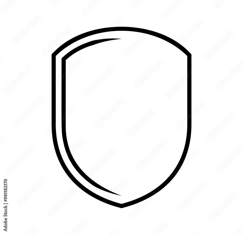 emblem Shield frame Logo. Vector template outline Sign of Protection, Guard and Security. Insurance or Immunity Symbol. Empty icon design isolated on white background emblem Shield frame Logo. Vector template outline Sign of Protection, Guard and Security. Insurance or Immunity Symbol. Empty icon design isolated on white background