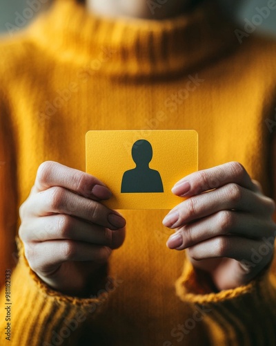 A person holding a support hotline card, ready to call for help with depression, symbolizing reaching out for assistance. photo