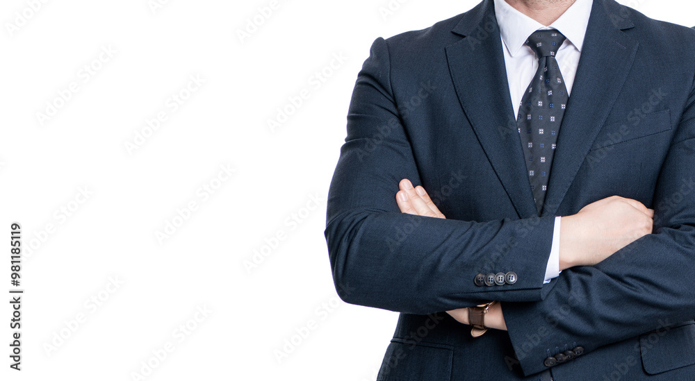 Businessman isolated on white. Business success. Successful CEO in suit. Confident entrepreneur. Business leadership. Man professional CEO expressing success. Cropped view Businessman isolated on white. Business success. Successful CEO in suit. Confident entrepreneur. Business leadership. Man professional CEO expressing success. Cropped view