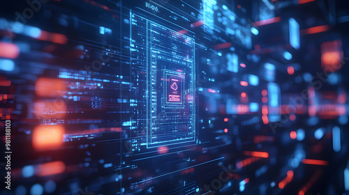 3D Holographic Voter ID Card with Blockchain Integrity - Wide Shot of Transparent ID with Visible Blockchain Structure  Zooming in on Transaction Details for Voter Verification