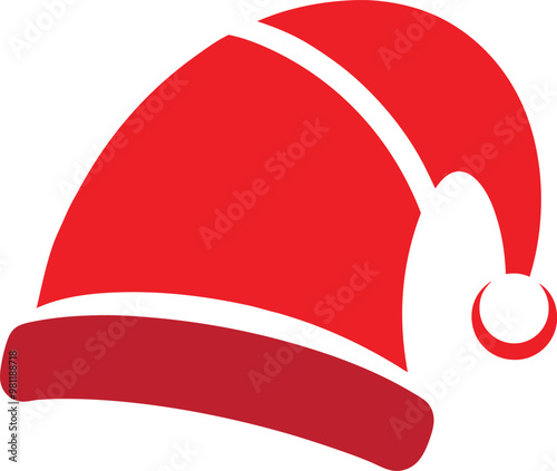 Red color christmas hat vector art, christmas cap icon illustration design for christmas day celebration oth the holiday.