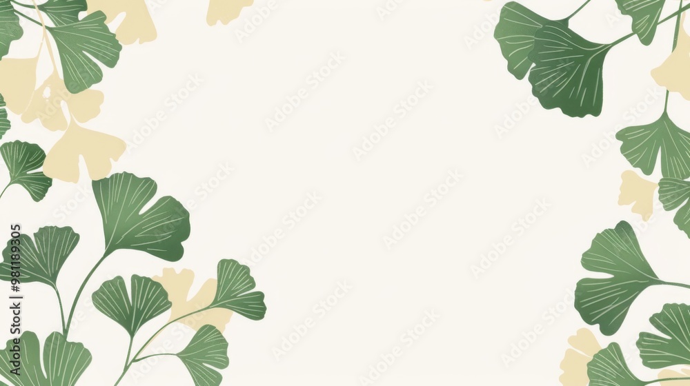 ginkgo leaves on a white background, featuring ample copy space ginkgo leaves on a white background, featuring ample copy space