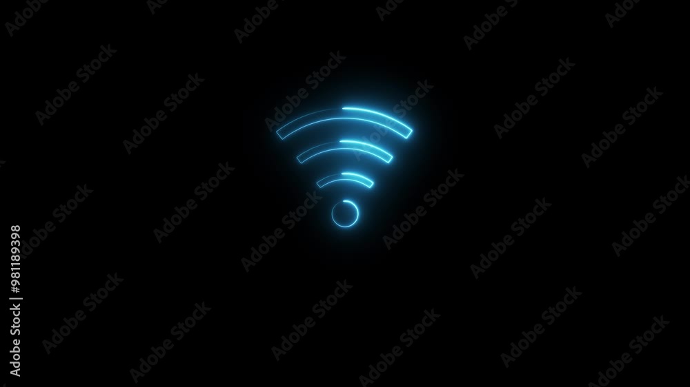 Glowing Neon Line Wi-Fi Wireless Internet Network Symbol Icon. Digital Futuristic Networking Technology Innovation Concept -4K Video. Glowing Neon Line Wi-Fi Wireless Internet Network Symbol Icon. Digital Futuristic Networking Technology Innovation Concept -4K Video.