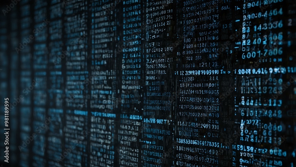 Blue digital binary data on a computer screen. Blue digital binary data on a computer screen.
