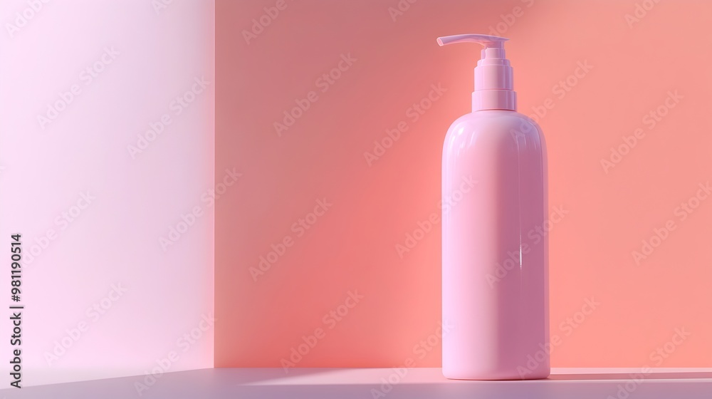 Minimalist Pink Cosmetic Bottle on Pastel Background for Beauty and Skincare Product Photography Minimalist Pink Cosmetic Bottle on Pastel Background for Beauty and Skincare Product Photography