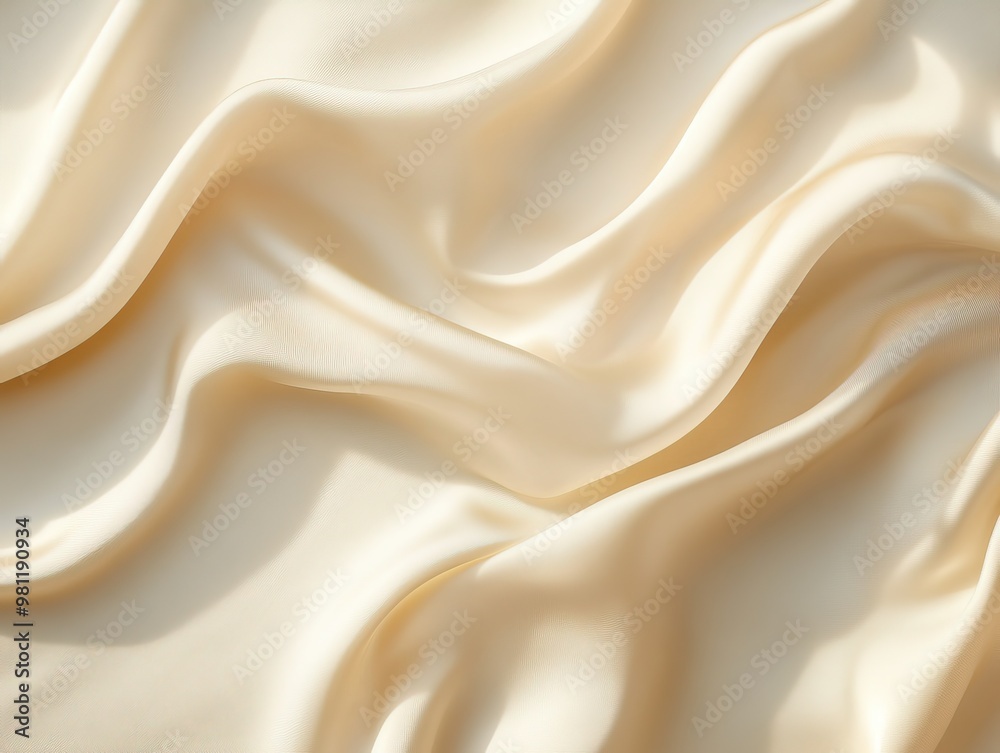 Elegant cream silk fabric draped in soft waves, perfect for backgrounds, textile designs, or luxurious decor. Elegant cream silk fabric draped in soft waves, perfect for backgrounds, textile designs, or luxurious decor.