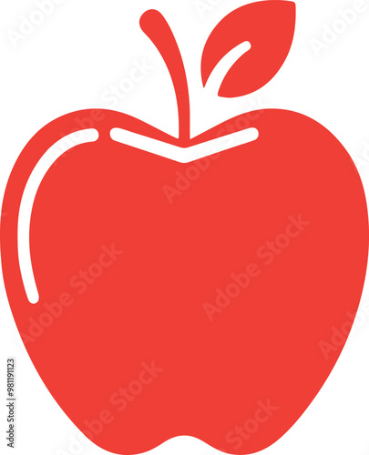 Apple Icon silohutte vector with white background,generative ai photo