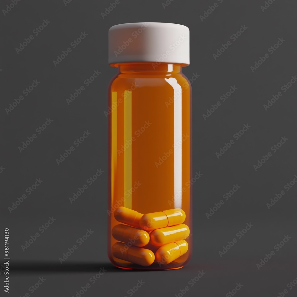 3D Pill Bottle Icon: Container for Medications Illustration Logo 3D Pill Bottle Icon: Container for Medications Illustration Logo