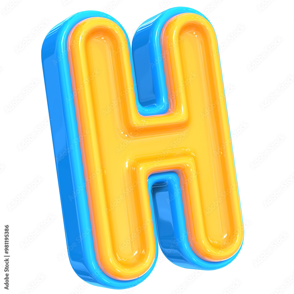 Blue With Yellow Font H 3D Render Blue With Yellow Font H 3D Render