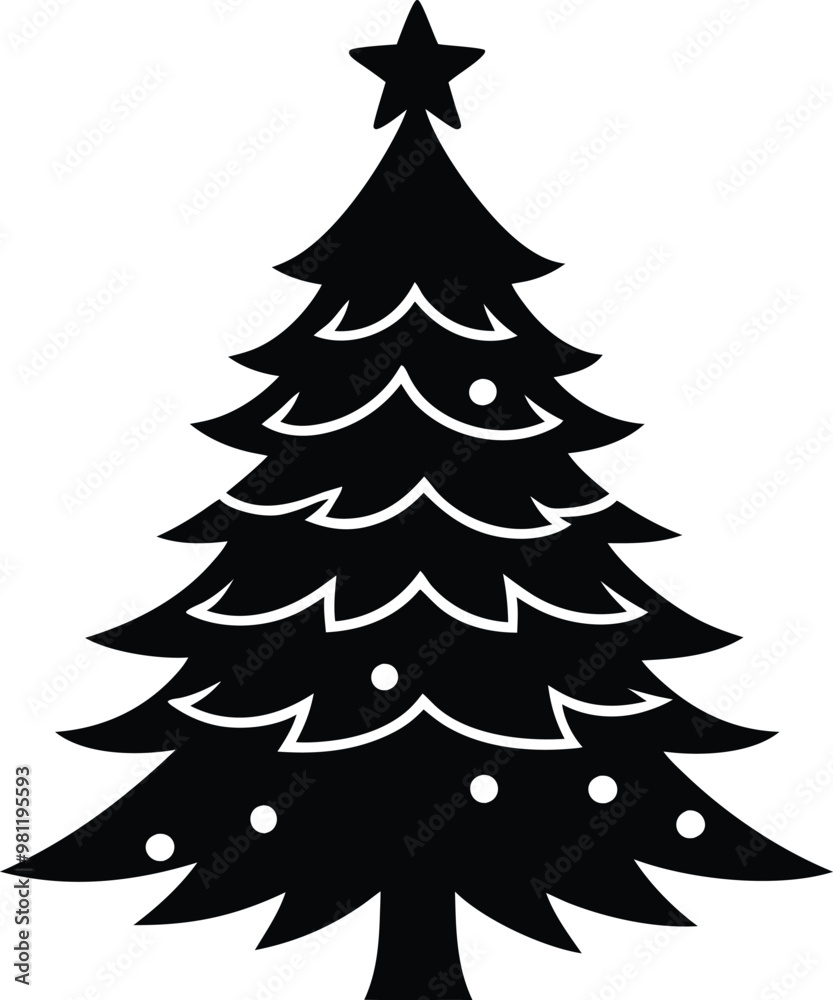 Obraz premium Christmas tree silhouette vector art for room decoration illustration design for celebration christmas day.
