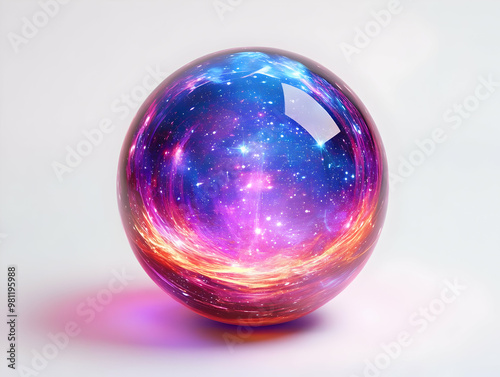 Flat Glossy Crystal Ball with Swirling Poll Data - Close-Up View Revealing Holographic Metrics for Forecasting Methodology - Business Concept Illustration