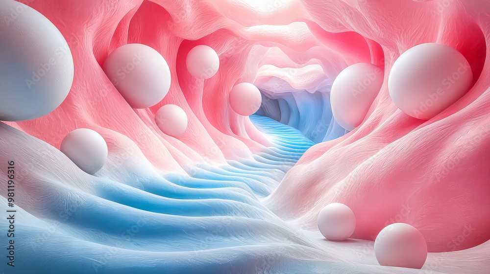 Abstract 3D rendering of a pink and blue cave. Abstract 3D rendering of a pink and blue cave.