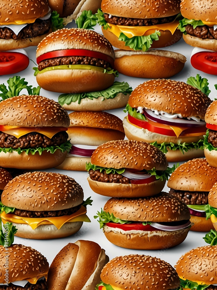 Burgers pattern on a white background.