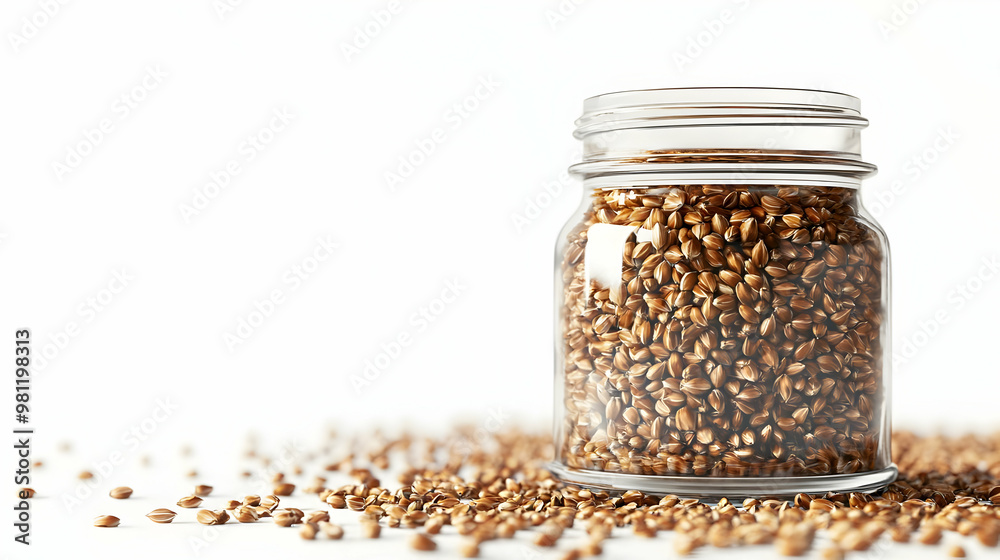 3D Glossy Donation Jar Macro Shot Featuring Policy Seeds Concept � Camera Pans Across Labeled Areas with Copy Space for Campaign Growth Messaging on Isolated White Background