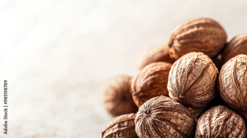 Close-up of whole fresh walnuts in shell on a light background, healthy nuts ready for consumption or cooking. Close-up of whole fresh walnuts in shell on a light background, healthy nuts ready for consumption or cooking.