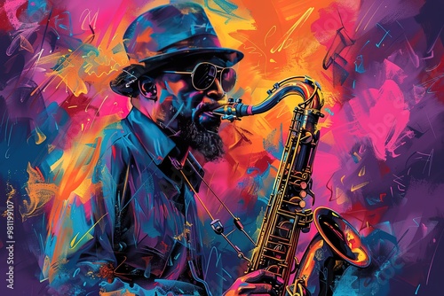 Saxophone player Saxophonist playing jazz music instrument Jazz musician playing sax alto