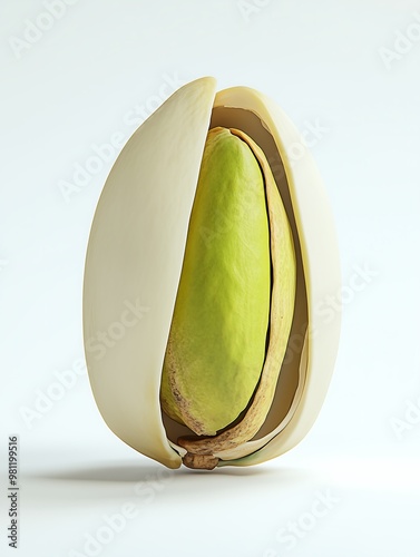 Single pistachio nut isolated on white background