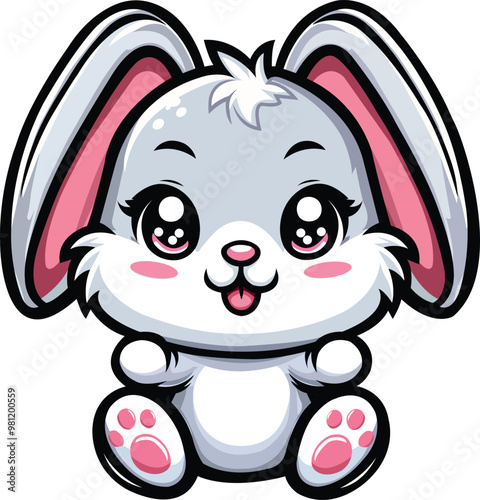 Cute Cartoon Bunny Illustration - Adorable Rabbit Mascot Design
