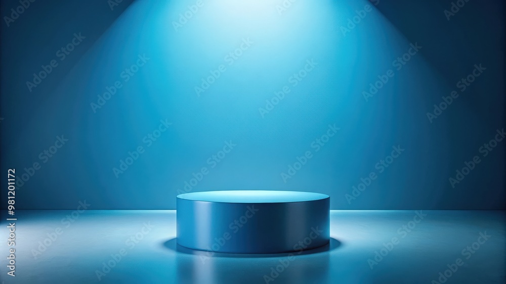 Blank blue pedestal for product presentation on studio floor, blank, blue, podium, pedestal, product, presentation, studio Blank blue pedestal for product presentation on studio floor, blank, blue, podium, pedestal, product, presentation, studio