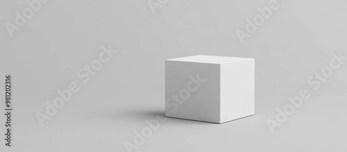 Minimalist 3D rendering of an empty white box on a solid gray backdrop