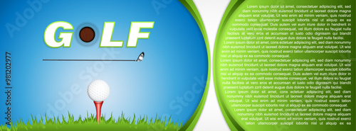 Golf outing banner with golf ball, vector illustration.