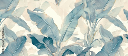 Wallpaper Mural Soft colored tropical leaf wallpaper design featuring banana trees mural art suitable for interior decoration Torontodigital.ca
