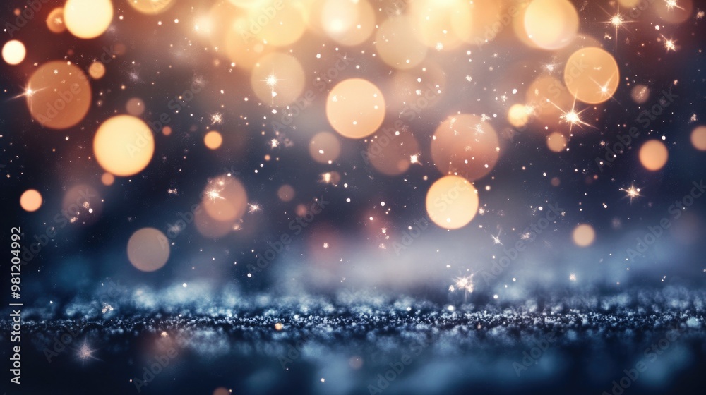 Colorful shiny winter background with snowflakes and bokeh light Colorful shiny winter background with snowflakes and bokeh light