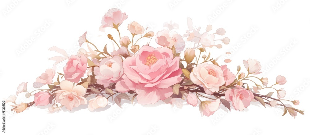 Front view of a pink flower crown on a white background with clipping paths Front view of a pink flower crown on a white background with clipping paths