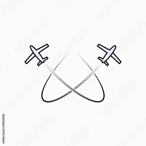 Plane Maneuver. Air Show, Aerobatic Aviation Symbol for Design and Website, Presentation or Application. 