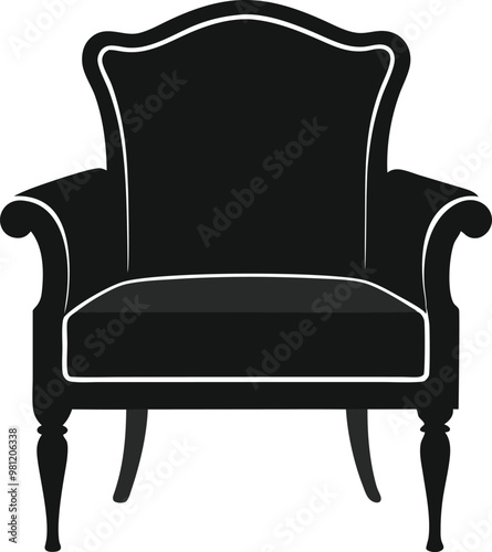 Chair Black Silhouette Vector Design.