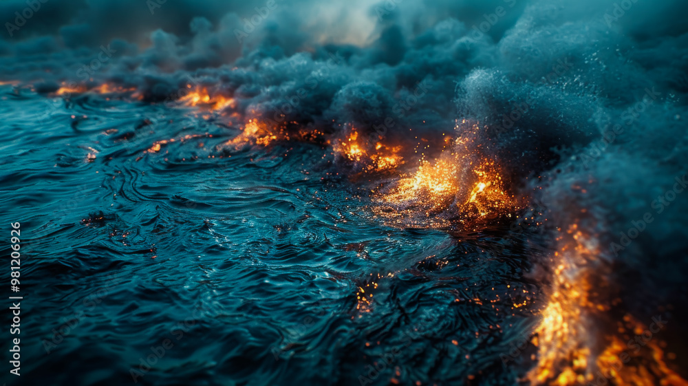 Blackened Waters. Stark Reminder of Oil Spill Disasters Blackened Waters. Stark Reminder of Oil Spill Disasters