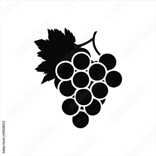 Grapes silhouette vector style On white background
