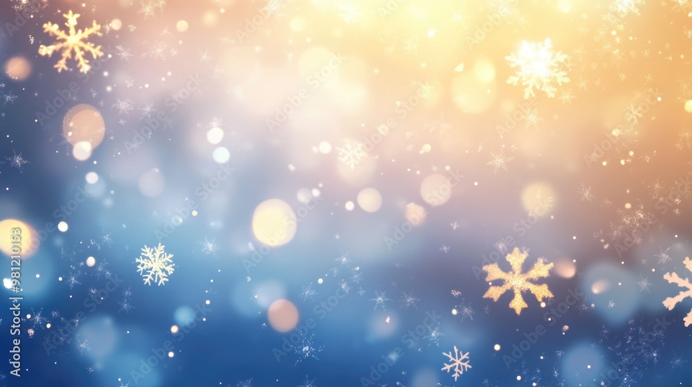 Colorful shiny winter background with snowflakes and bokeh light Colorful shiny winter background with snowflakes and bokeh light